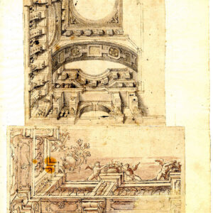 Anonimo (XVIII secolo) - Due disegni. Motivi per parti e angoli di soffitto