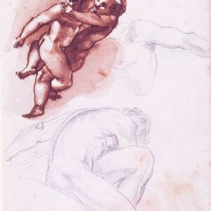 Cherubino Alberti - Coppia di putti abbracciati, studio di busto virile, nudo virile adagiato