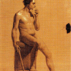 Domenico Pellizzi - Nudo di giovane seduto con bastone in mano