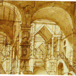 Francesco Fontanesi - Cortile interno delle carceri del castello nel quale è ritenuto prigioniero Arbace