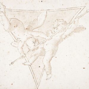 Marcantonio Franceschini - Due angioletti in volo con pastorale in un pennacchio