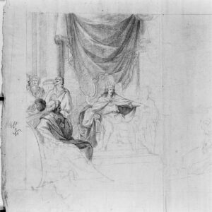 Prospero Minghetti - Studio di re in trono con consiglieri