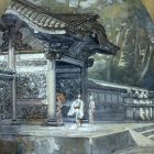 Antonio Fontanesi, Ingresso di un tempio in Giappone, 1878-1879, preparazione a chiaroscuro su tela, 114 x 145 cm. Reggio Emilia, Musei Civici Foto di Marco Ravenna
