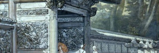 Antonio Fontanesi, Ingresso di un tempio in Giappone, 1878-1879, preparazione a chiaroscuro su tela, 114 x 145 cm. Reggio Emilia, Musei Civici Foto di Marco Ravenna